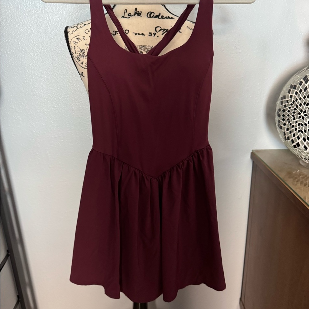 Halara dress. Built in bra and shorts burgundy. NWT